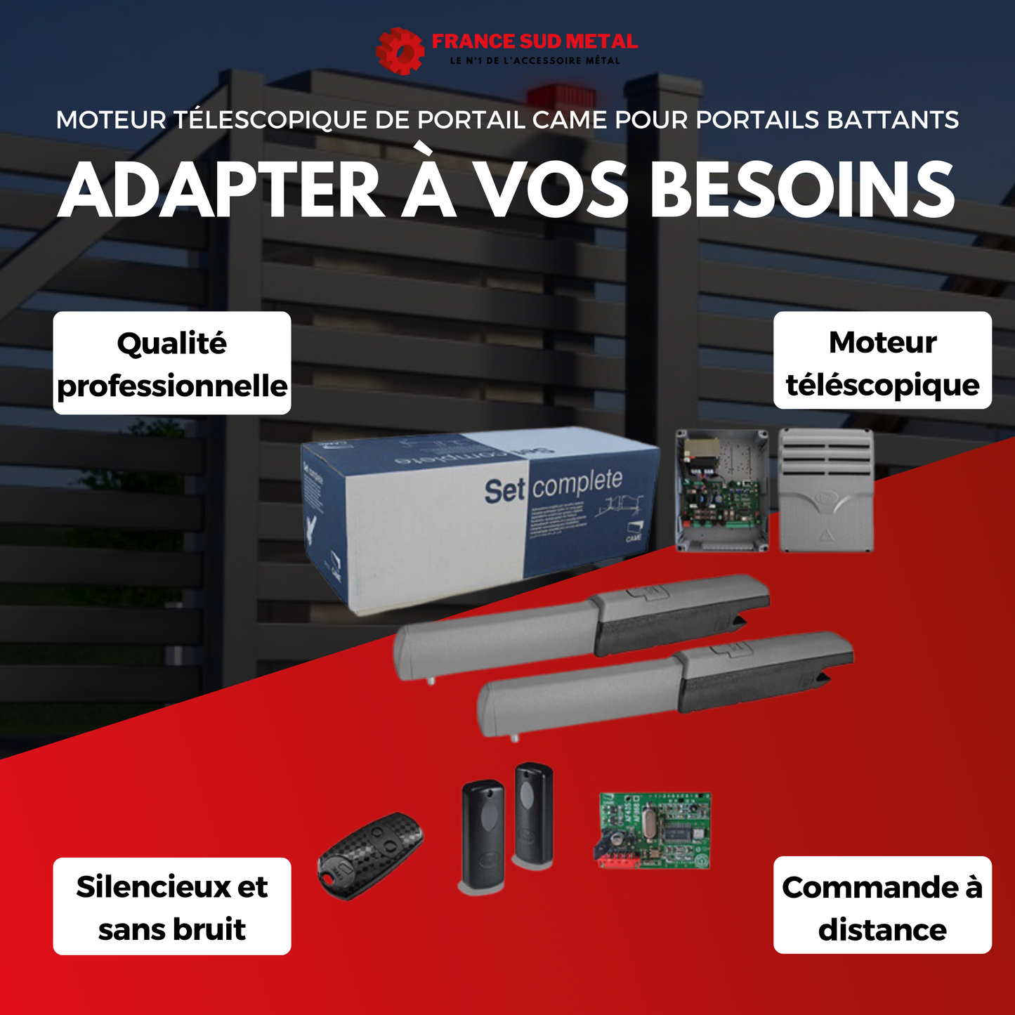 MOTEUR TÉLESCOPIQUE DE PORTAIL CAME POUR PORTAILS BATTANT