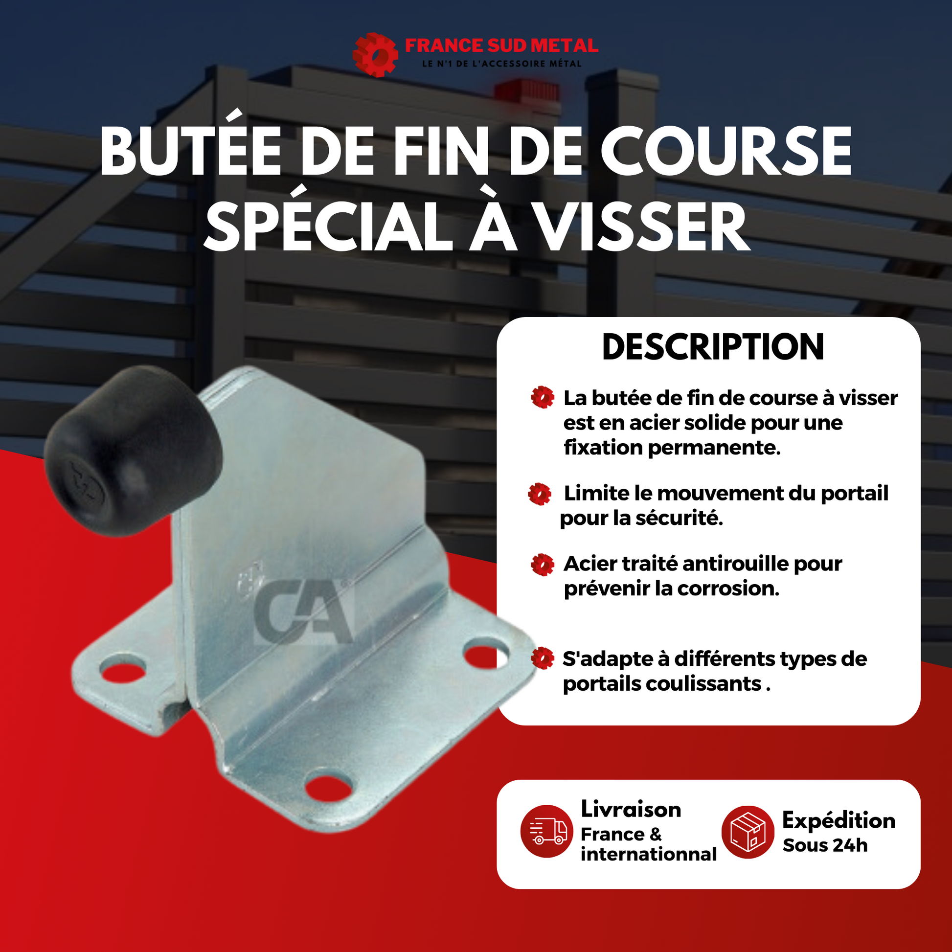 BUTÉE DE FIN DE COURSE À VISSER POUR PORTAIL - EDITION SPECIALE PLUS RESISTANTE