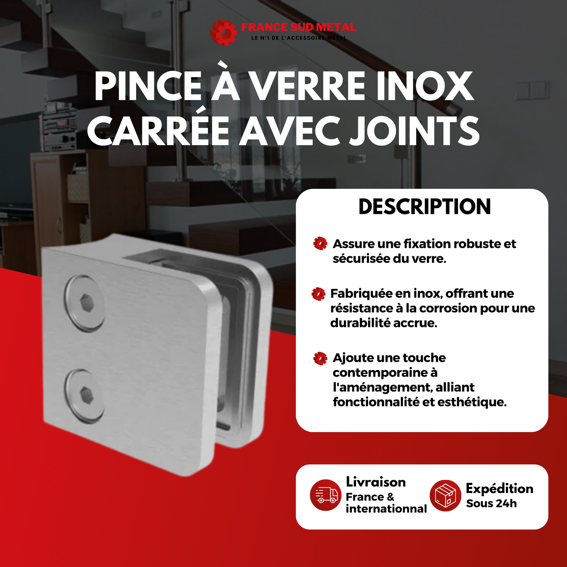 Pince à verre inox carrée 