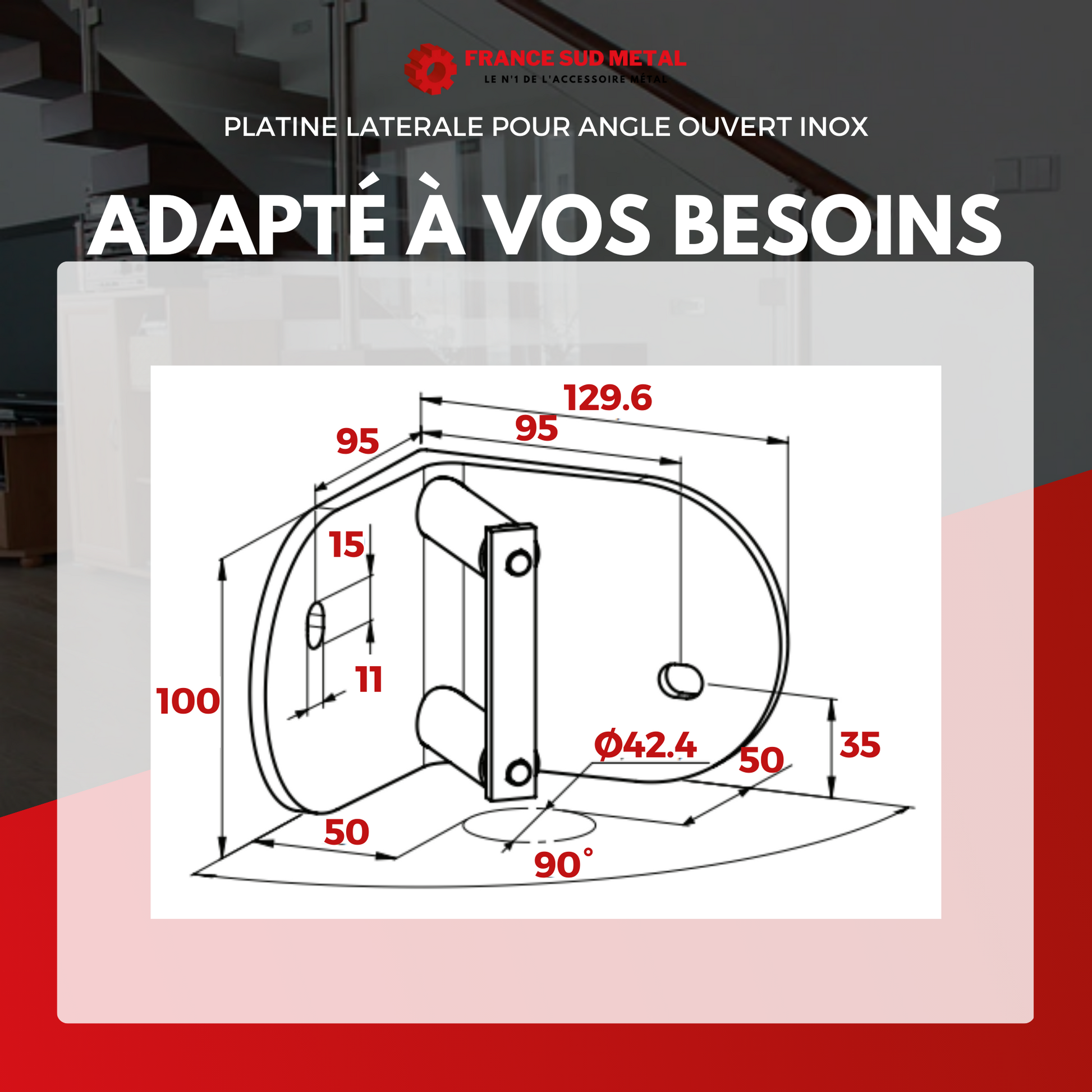 Platine latérale pour angle Inox -8